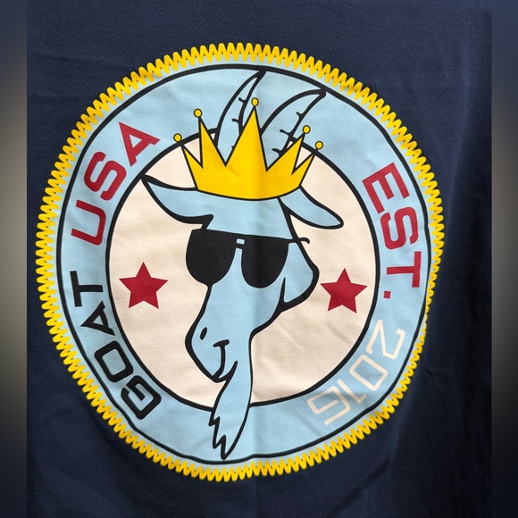 GOAT USA Navy Long Sleeve T-shirt Size Medium Discoloration - Picture 4 of 10
